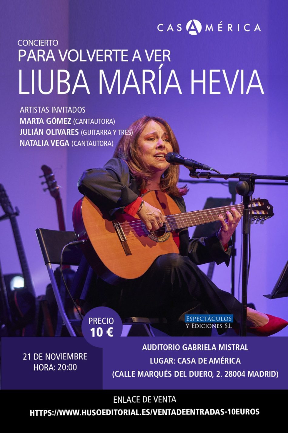 La cantautora Liuba María Hevia dará concierto en Casa América