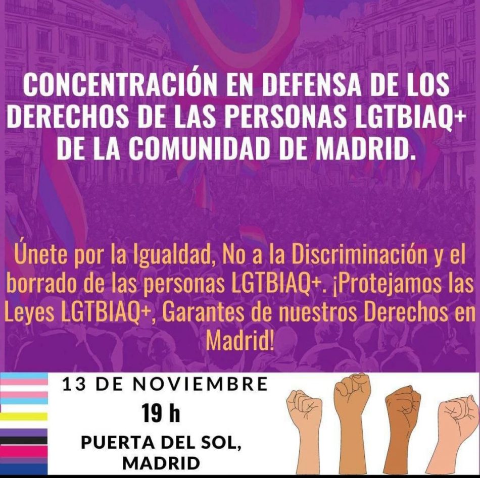 #NiUnPasoAtrás: FSC-CCOO apoya la concentración contra el recorte de derechos de las personas trans y LGTBI+ en Madrid