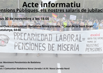 Acte informatiu: Pensions públiques, els nostres salaris de Jubilació