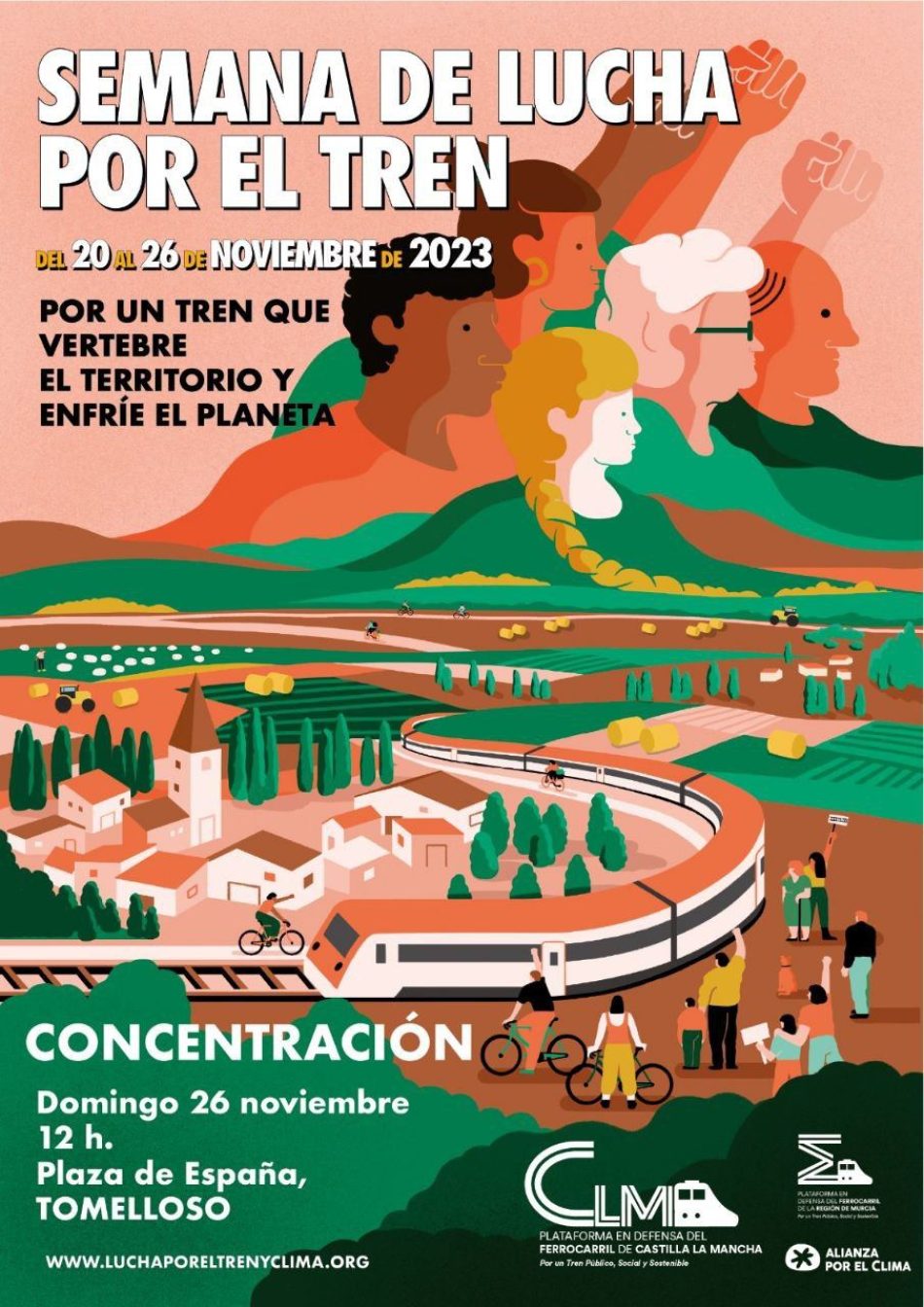 Concentración en Tomelloso por «un tren que vertebre el territorio y enfríe el planeta»