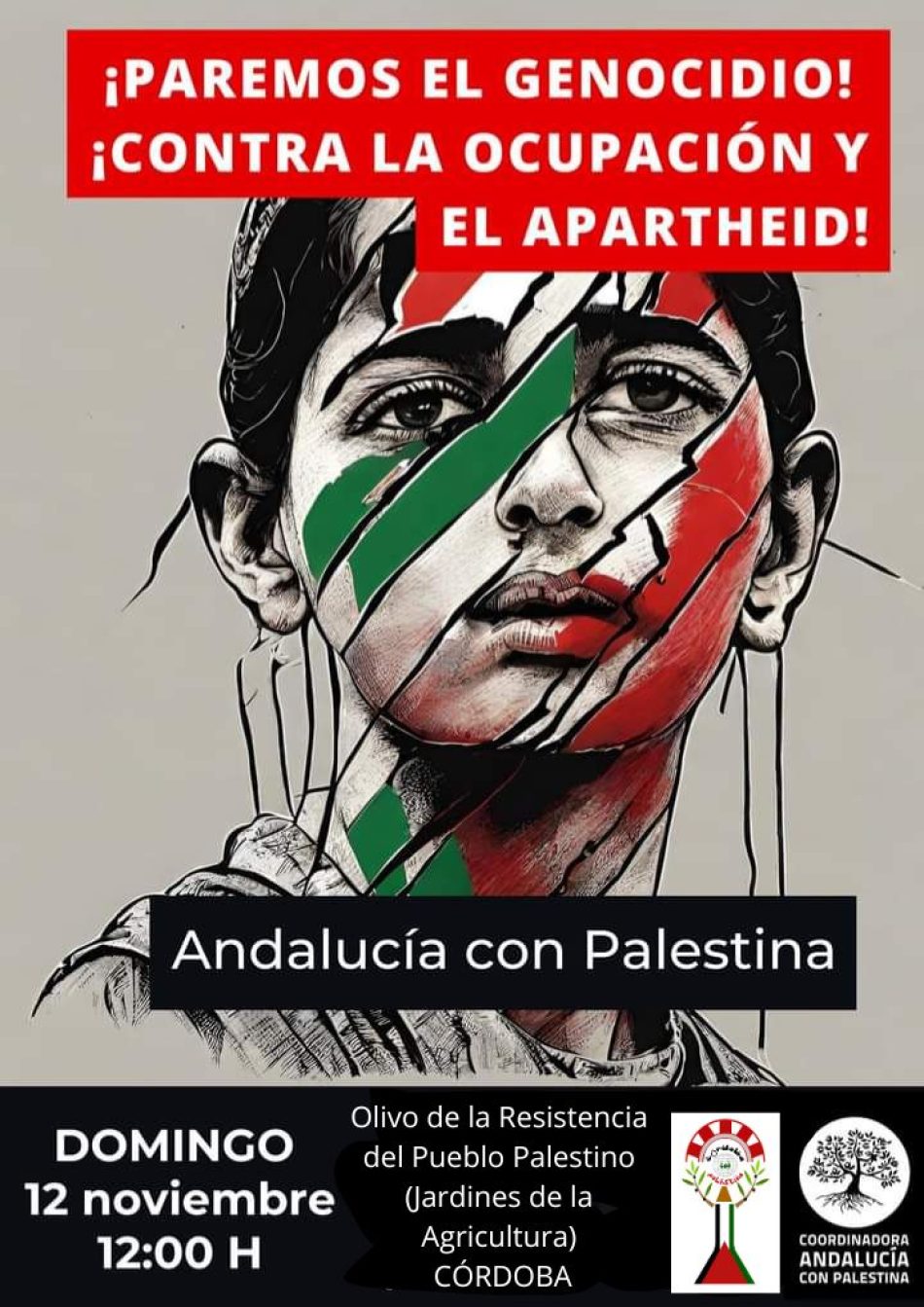 Manifestación unitaria el 12 de noviembre en todas las capitales andaluzas, convocada por la plataforma Andalucía con Palestina