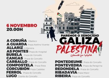 Galiza acollerá este luns novas mobilizacións en solidariedade co pobo palestino: 6 Novembro