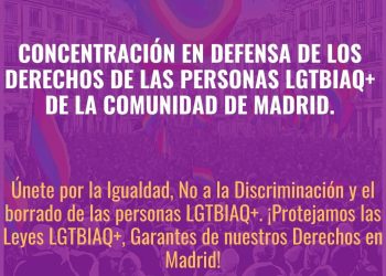 ALEAS llama a la movilización ante la modificación de la Ley de Protección Integral contra LGTBIfobia impulsada por Ayuso