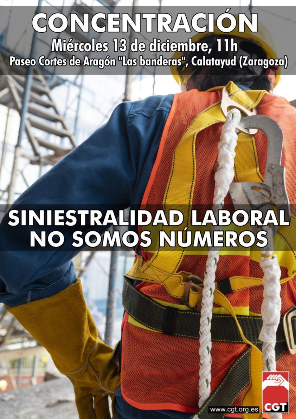 CGT se manifestará el próximo 13 de diciembre en Calatayud dentro del marco de movilizaciones en todo el estado español contra la siniestralidad laboral