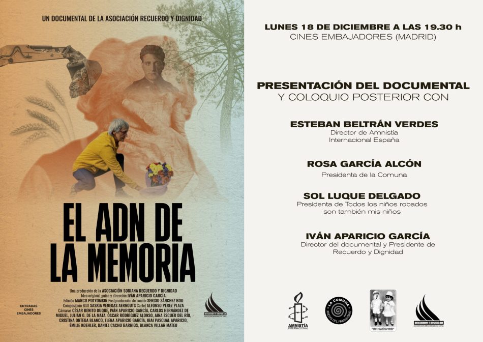 El documental ”El ADN de la memoria” llega a Madrid el 18 de diciembre