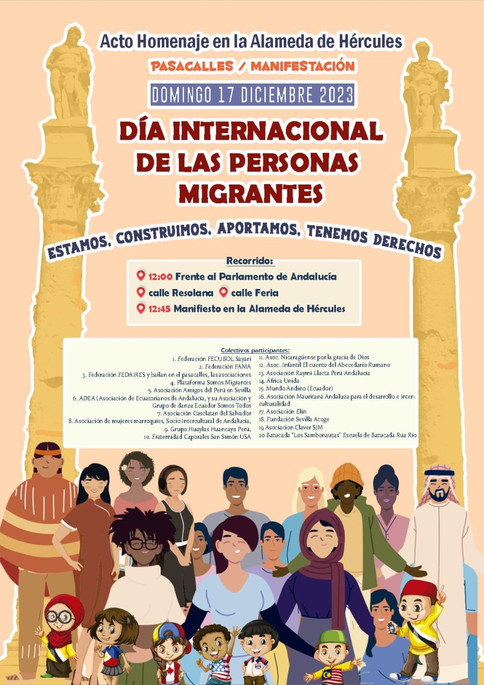 Colectivos de migrantes y entidades sociales de Sevilla organizan este domingo un pasacalles reivindicativo
