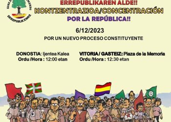El movimiento republicano de Euskadi convoca concentraciones el 6 de diciembre en Gasteiz y Donostia para reclamar la República social y plurinacional como modelo de Estado