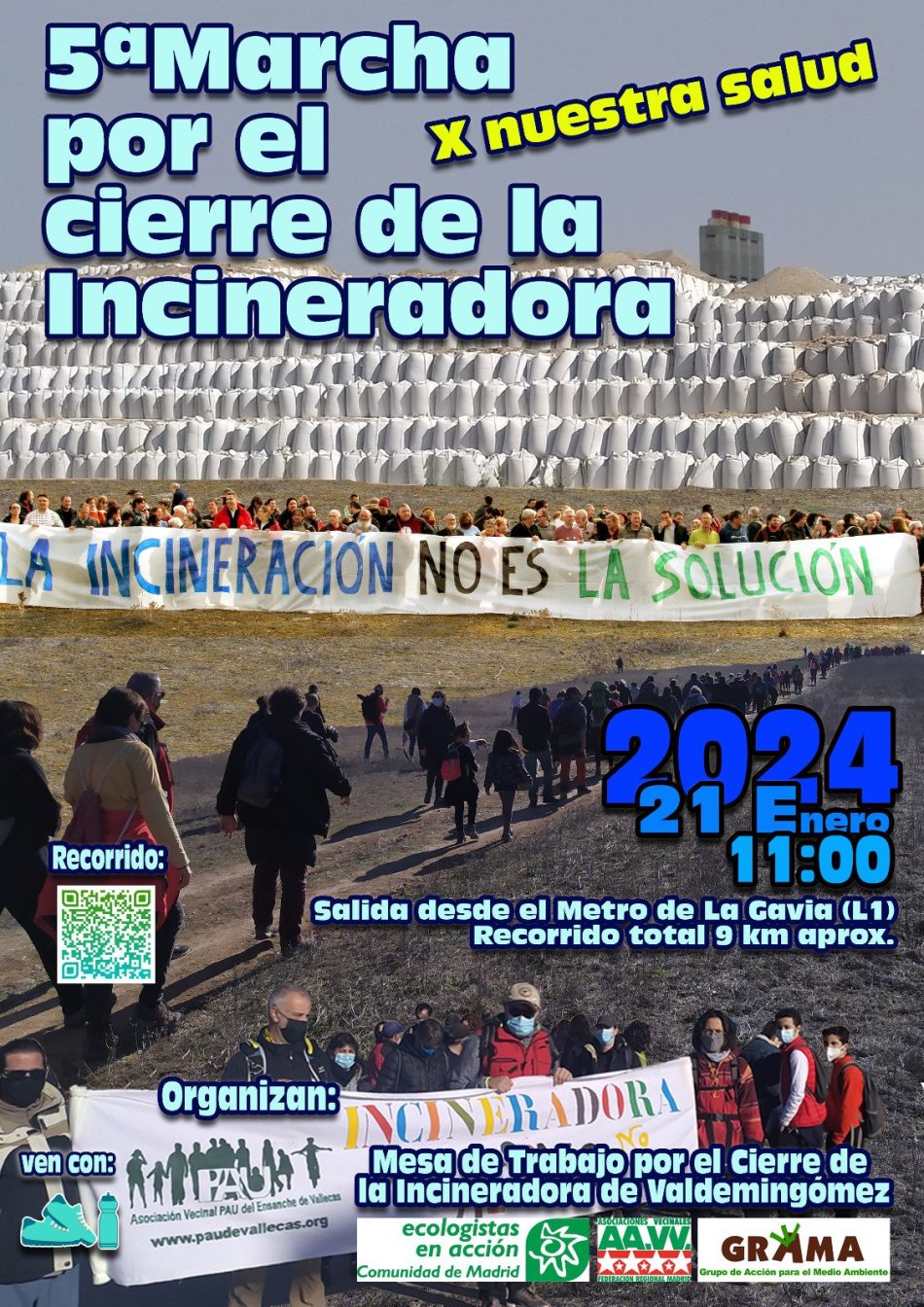 9 kilómetros de marcha para pedir la clausura de la incineradora de Valdemingómez en 2025