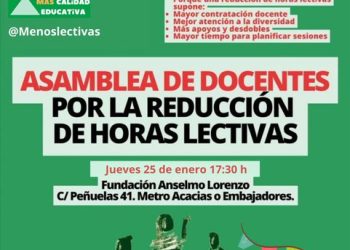 CGT Enseñanza Madrid, STEM, CNT Educación Pública CAM y Asamblea Menos Lectivas convocan huelga de docentes de enseñanza pública no universitaria el 27 de febrero