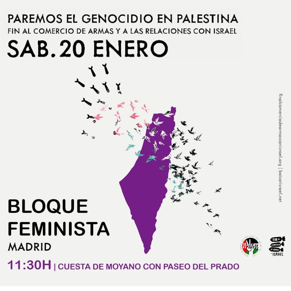 La Comisión 8M de Madrid se une a las manifestaciones por Palestina del 20 de enero