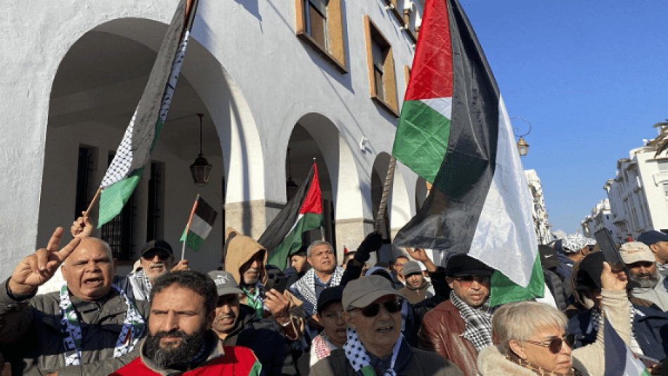 Marroquíes realizan marcha en solidaridad con Palestina