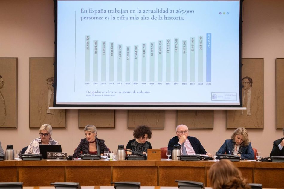 Yolanda Díaz presenta las líneas de actuación de Trabajo para la XV Legislatura, centrada en la reducción de la jornada laboral