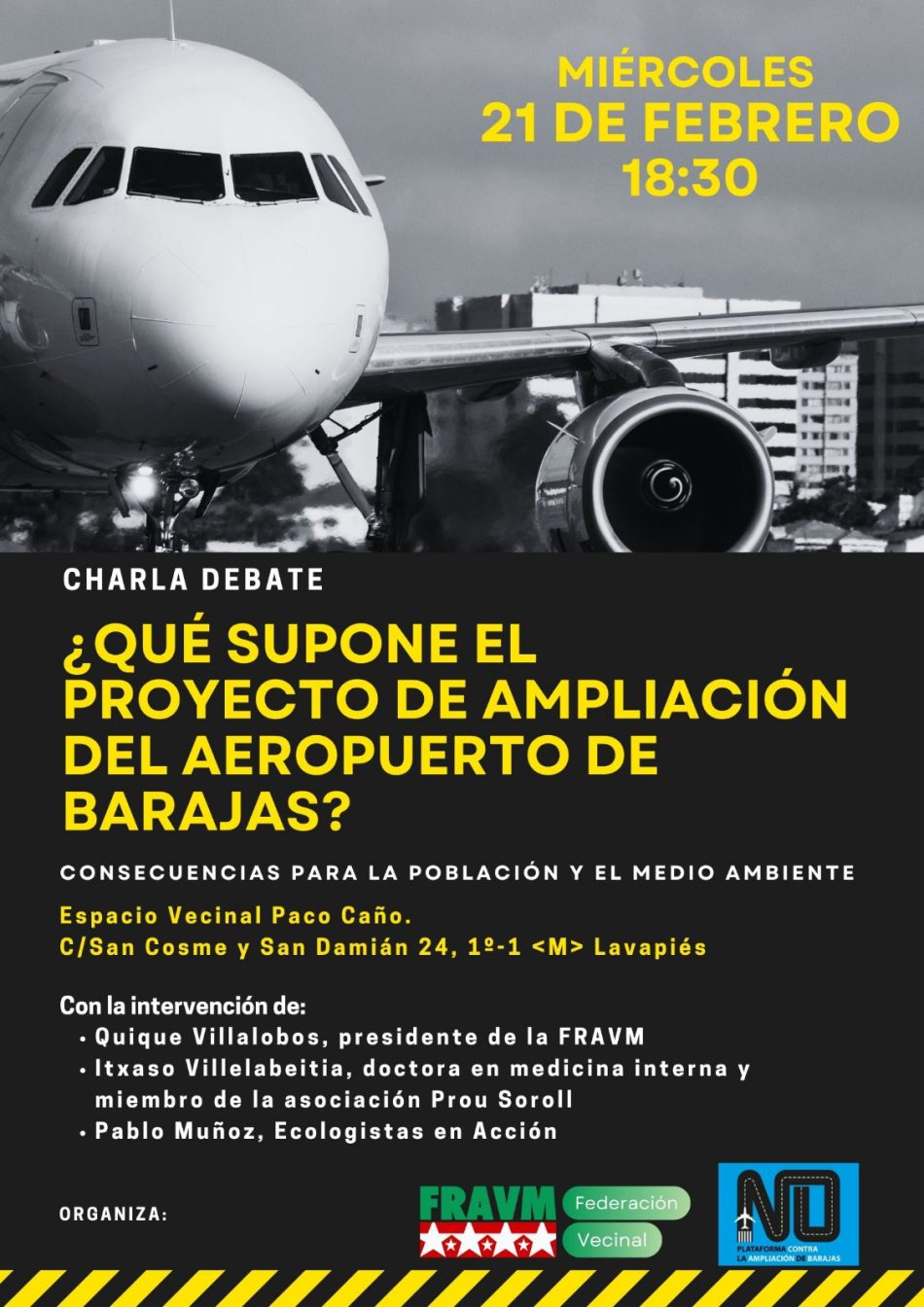 Charla-debate: «¿Qué supone para la población y el medio ambiente el proyecto de ampliación del aeropuerto de Barajas?»