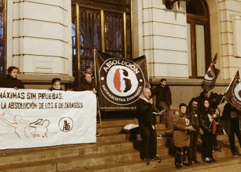 Cientos de personas se movilizaron contra la condena a prisión sin pruebas a 4 de los 6 de Zaragoza, en la que el Supremo argumentó «coautoría» al no poder identificarlos