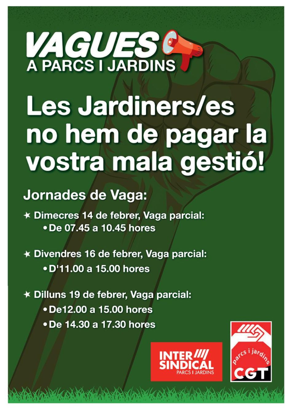 CGT i Intersindical convoquen vagues parcials a Parcs i Jardins