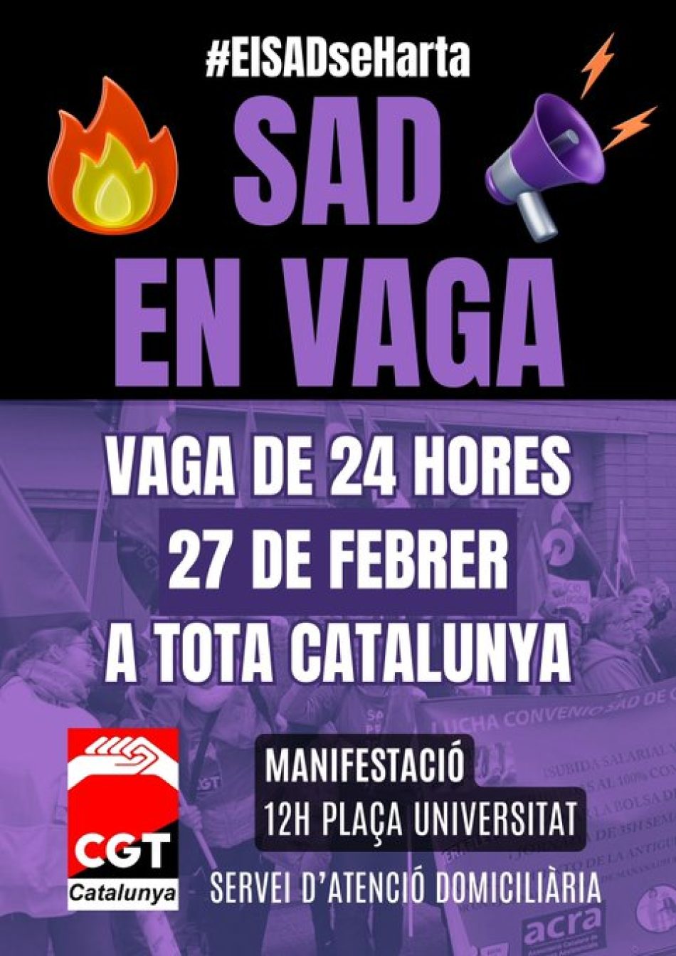 CGT convoca vaga al Servei d’Atenció Domiciliària a Catalunya el 27 de febrer