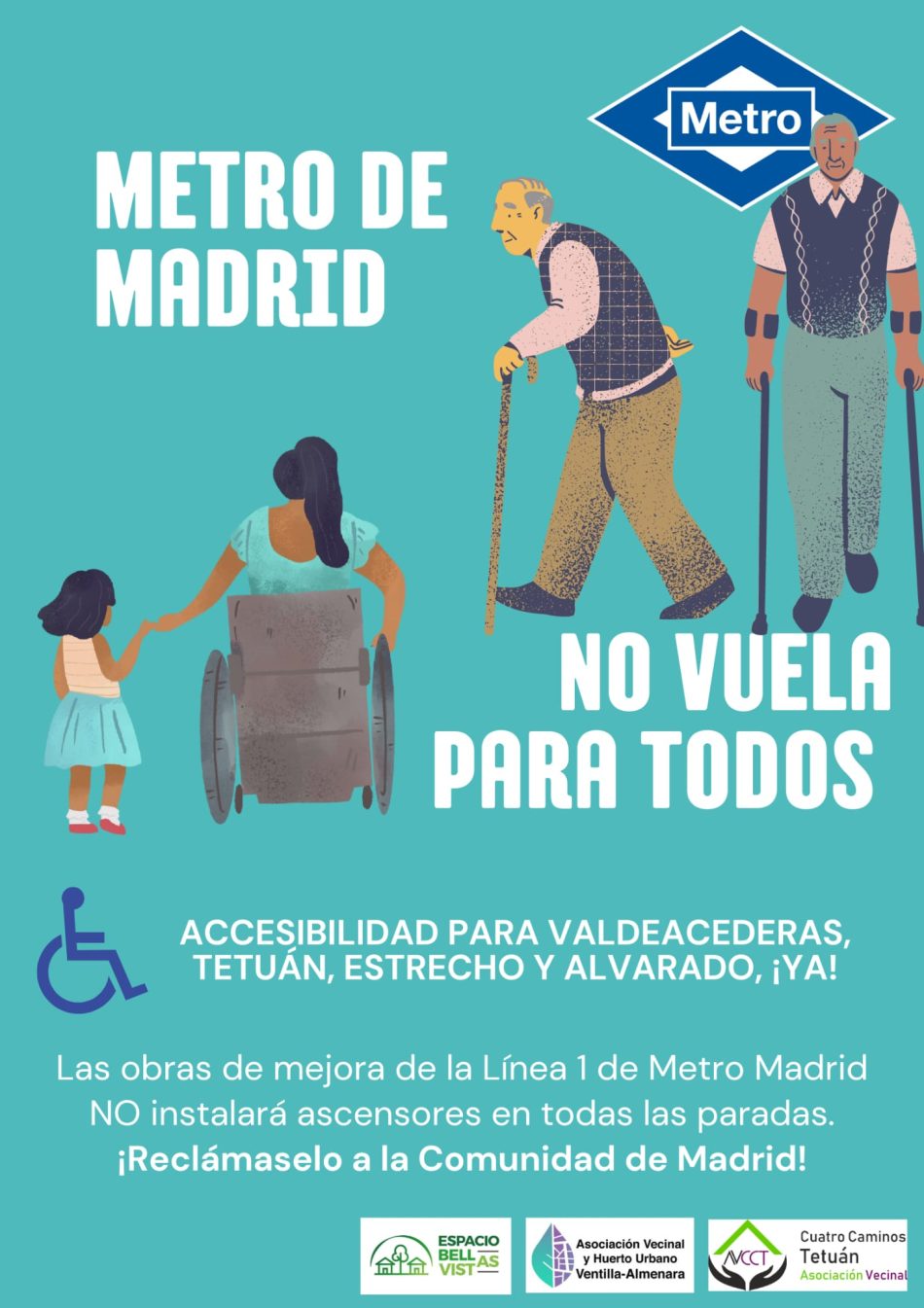 Paseo vecinal el próximo 7 de febrero: «¡Accesibilidad en Metro para Tetuán, ya!»
