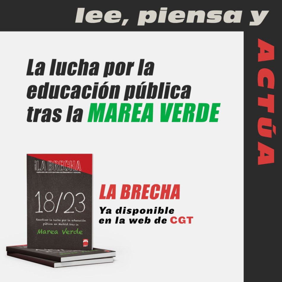 Nuevo número de La Brecha con el título de “18/23 Reactivar la lucha por la educación pública en Madrid tras la Marea Verde”