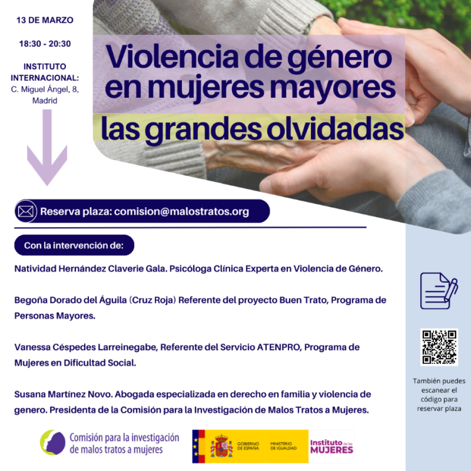 La CIMTM organiza la jornada «Violencia de género en mujeres mayores: las grandes olvidadas»