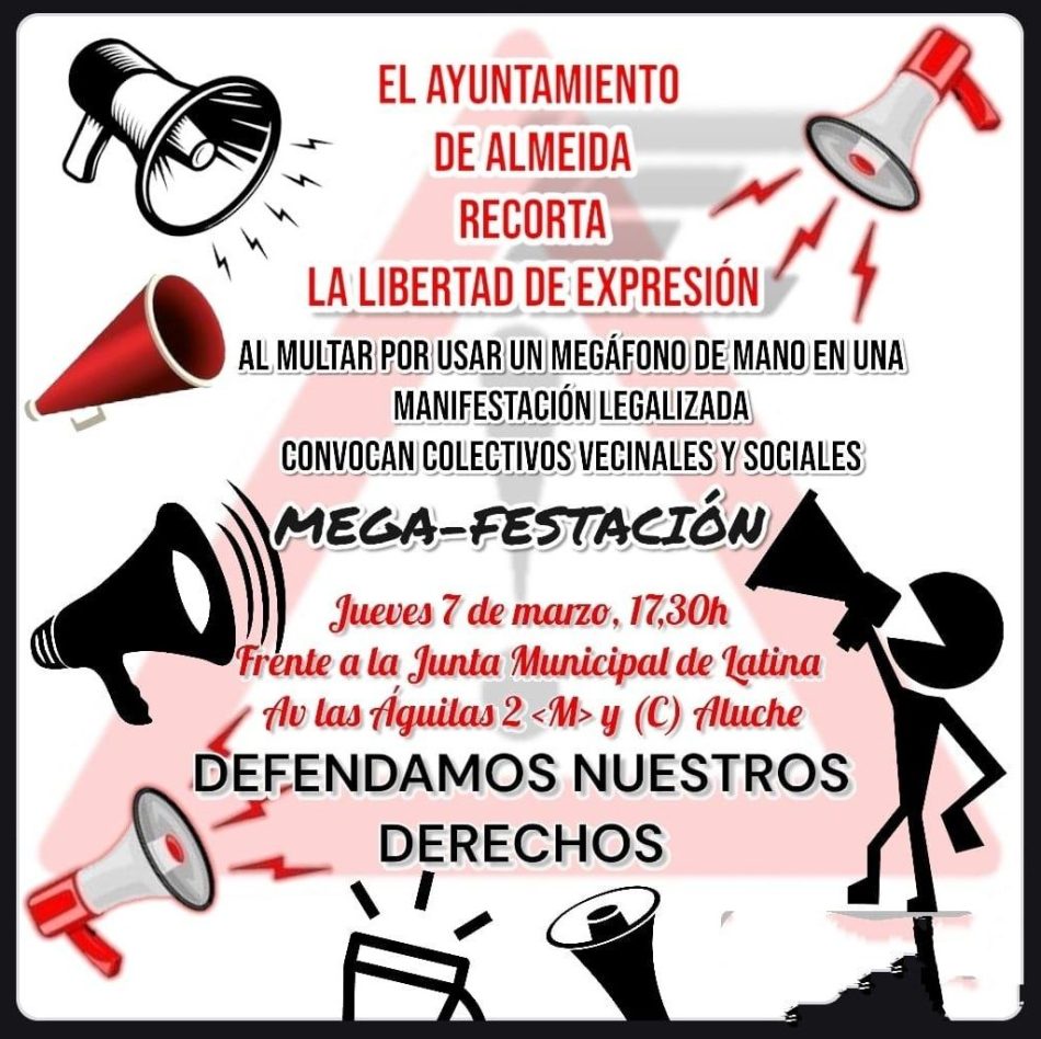 Colectivos vecinales responden a la “multa del megáfono” del Ayuntamiento de Madrid con una concentración de protesta