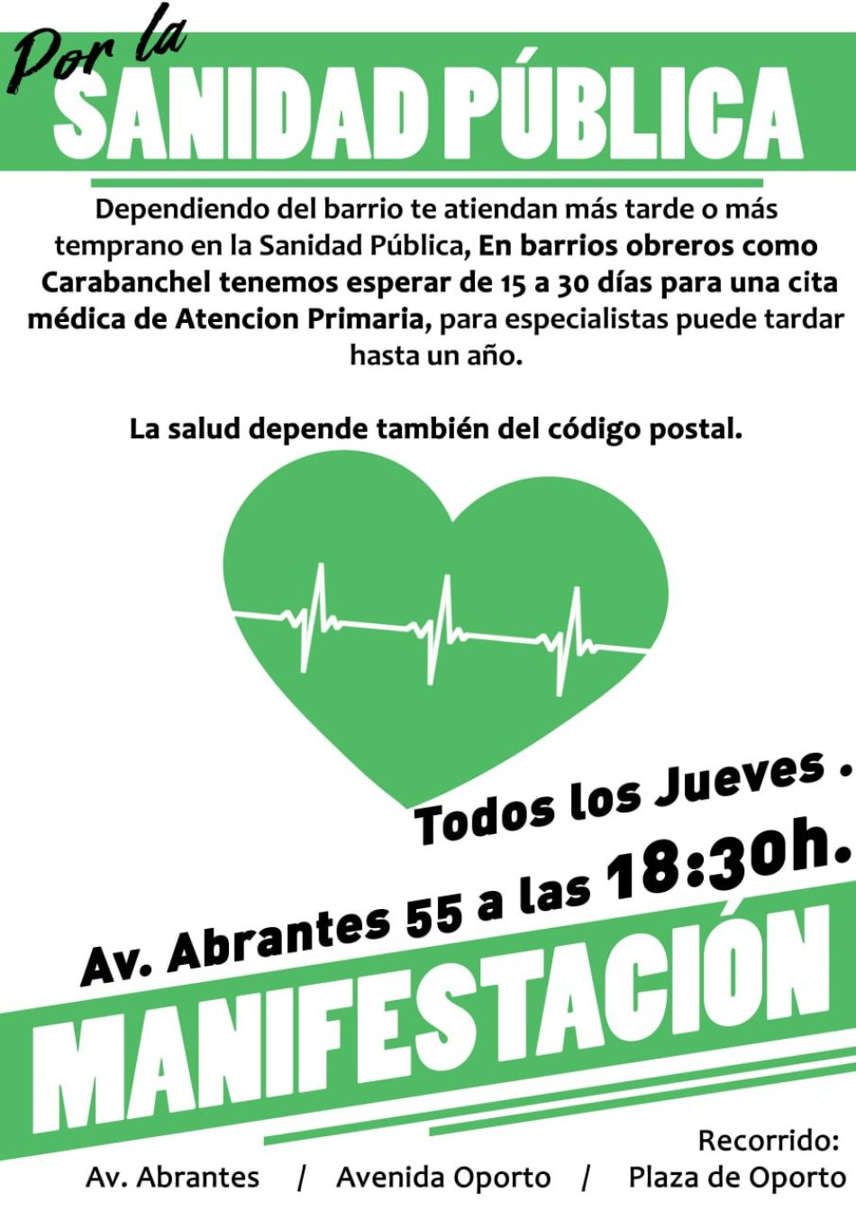 Manifestación en defensa de la Sanidad Pública en Carabanchel: jueves 21 de marzo