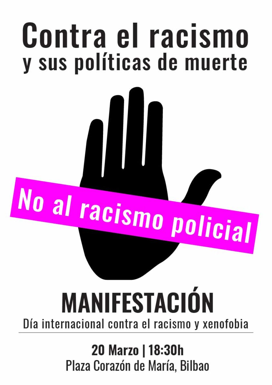 Convocan manifestación contra el racismo y el antigitanismo en Bizkaia, el 20 de marzo