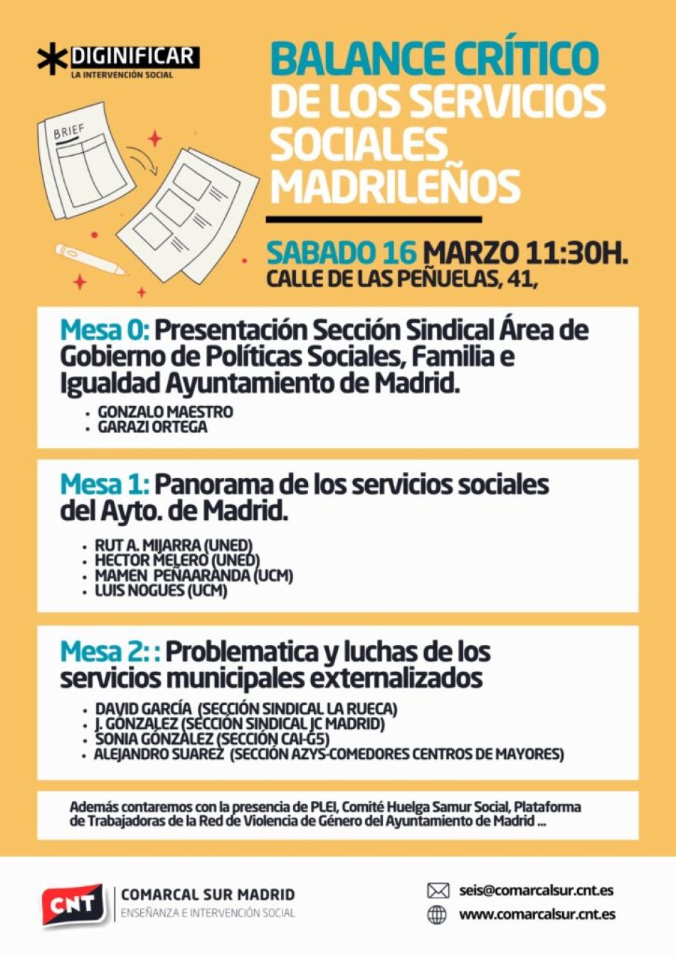 Acto en la Fundación Anselmo Lorenzo: «Balance crítico de los servicios sociales madrileños»