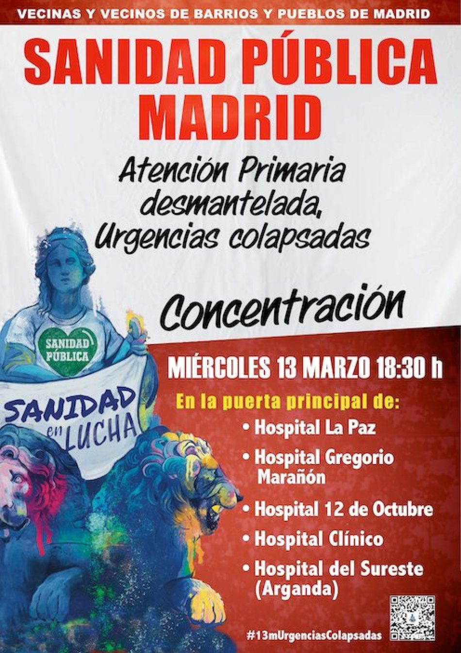 En defensa de los centros de salud y de los hospitales: nuevas protestas por la Sanidad Pública en cinco hospitales madrileños y en el Centro de Salud Abrantes (Carabanchel)