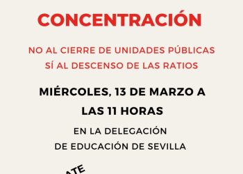 Convocadas concentraciones en defensa de la educación pública en las Delegaciones andaluzas, el 13 de marzo