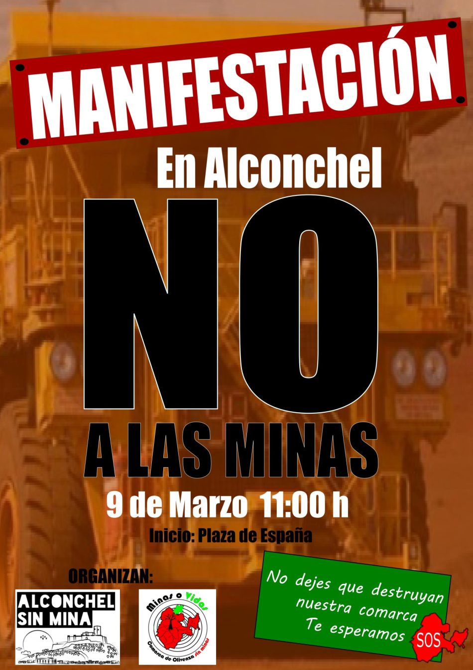 Asociación Plataforma Ciudadana Alconchel sin minas convoca manifestación el 9 de marzo