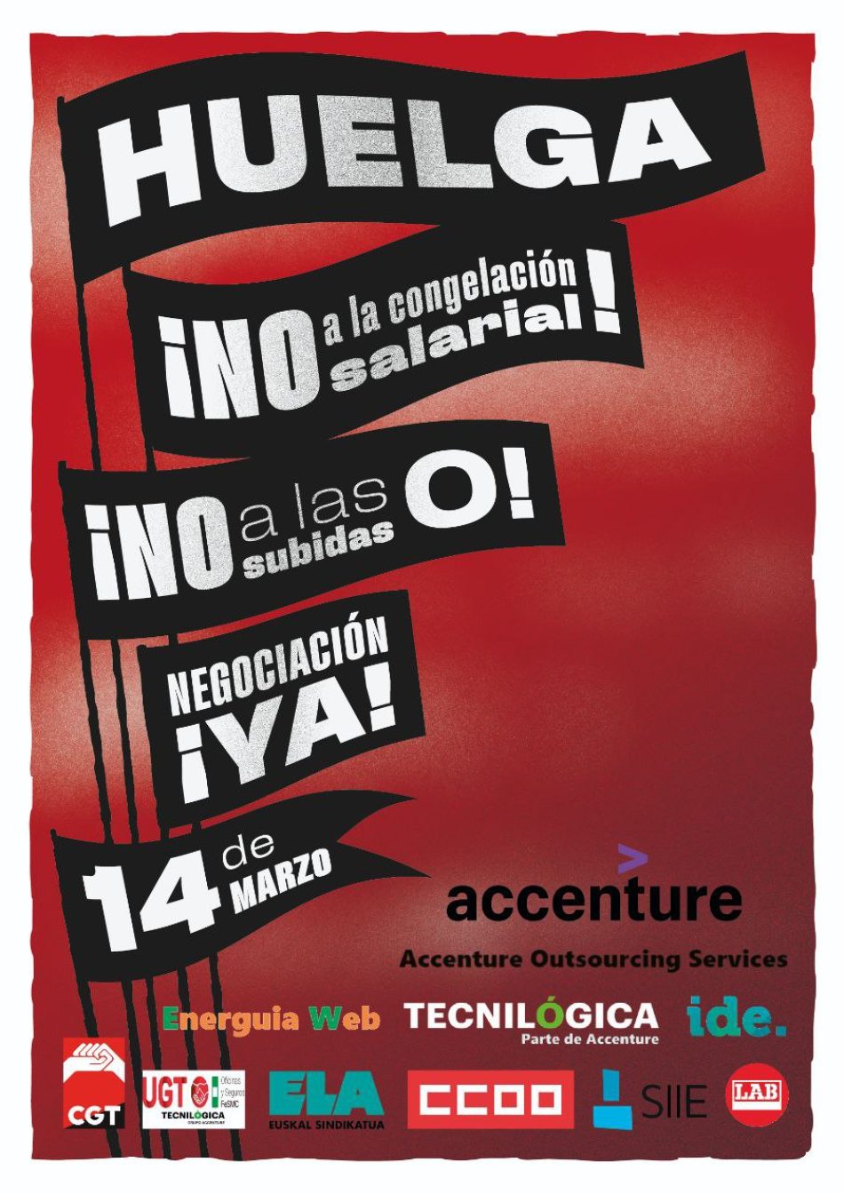 Convocan segunda jornada de Huelga de 24 horas en la multinacional Accenture: 14 de marzo