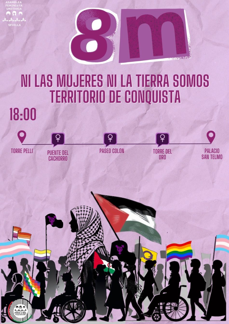 Asamblea Feminista Unitaria de Sevilla (AFUS) reclama para el 8M el fin de la ocupación y las violencias machistas