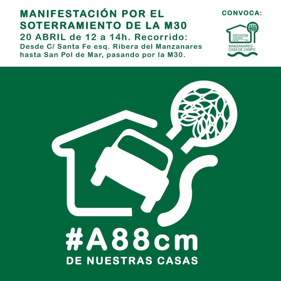“A 88 cm de nuestras casas”: la colonia Manzanares retoma su movilización por el soterramiento de la M30 de Madrid