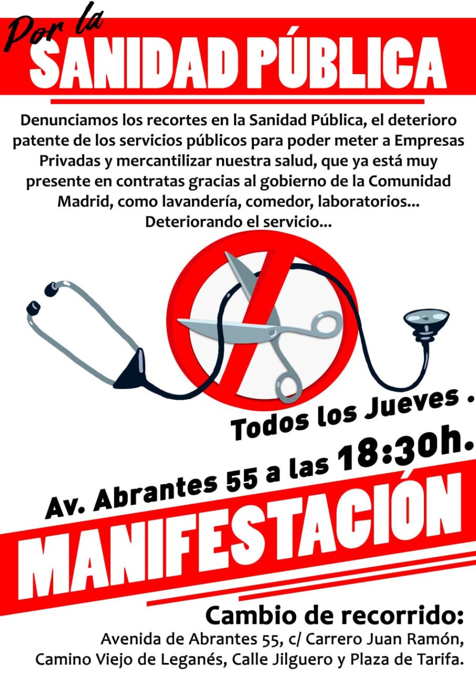 Manifestación en Carabanchel en defensa de la Sanidad Pública: «Mes y medio para que te atienda el médico de cabecera» en el barrio de Abrantes