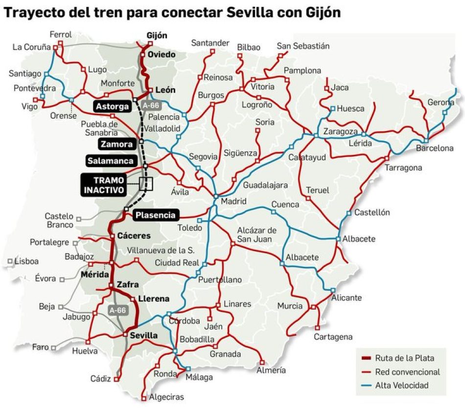 IU se compromete a impulsar el Tren de la Ruta de la Plata para «conectar el oeste de España» en el Congreso