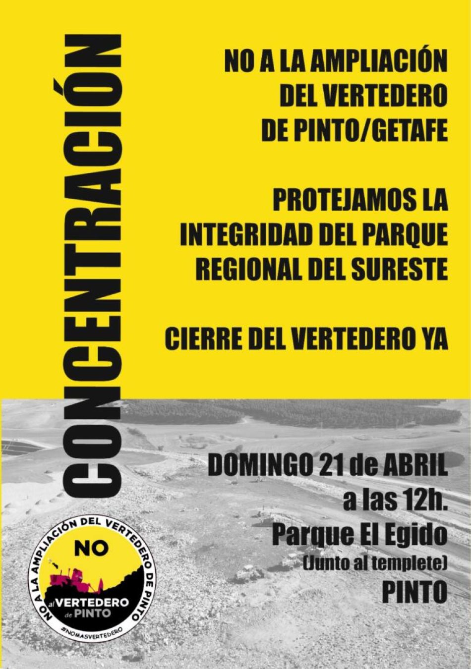 Concentración contra la legalización de la ampliación del macro vertedero de Pinto mediante la Ley de Economía Circular