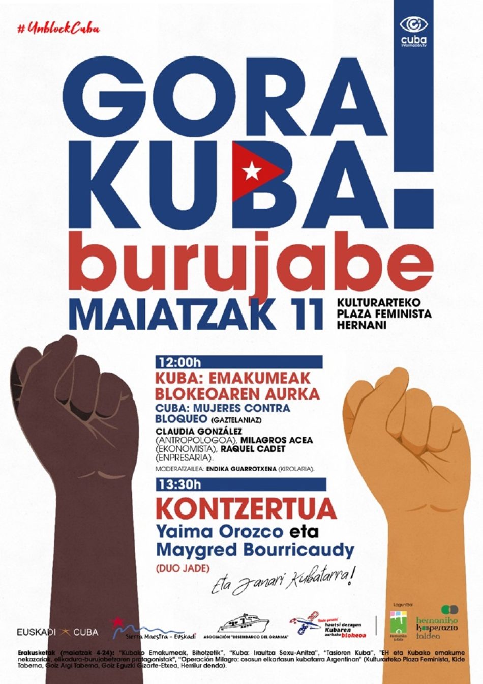 Jornada “Gora Kuba Burujabé!” expondrá la resistencia de las mujeres cubanas frente al bloqueo de EEUU: Hernani, sábado 11 de mayo  