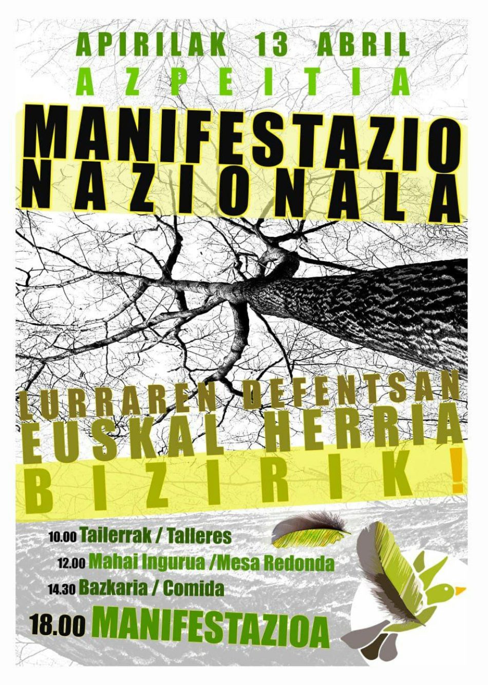 La red EH Bizirik llama a la manifestación y a los encuentros en defensa del territorio de este sábado en Azpeitia