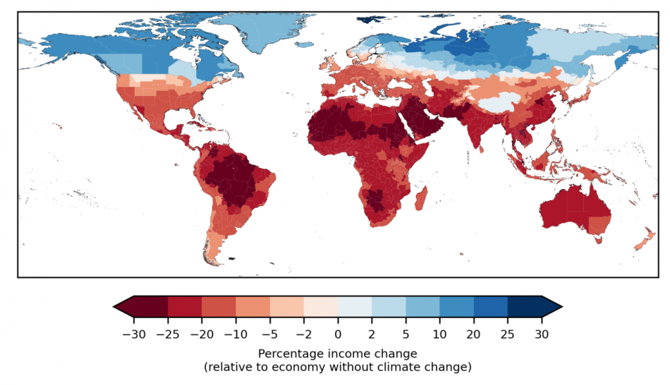 La renta media mundial se reducirá un 19 % por el cambio climático en 2050, según un estudio publicado en Nature