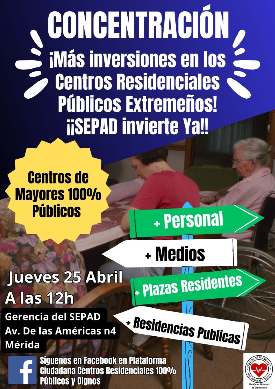 UED apoya la concentración convocada en contra de las carencias de los centros residenciales públicos del SEPAD