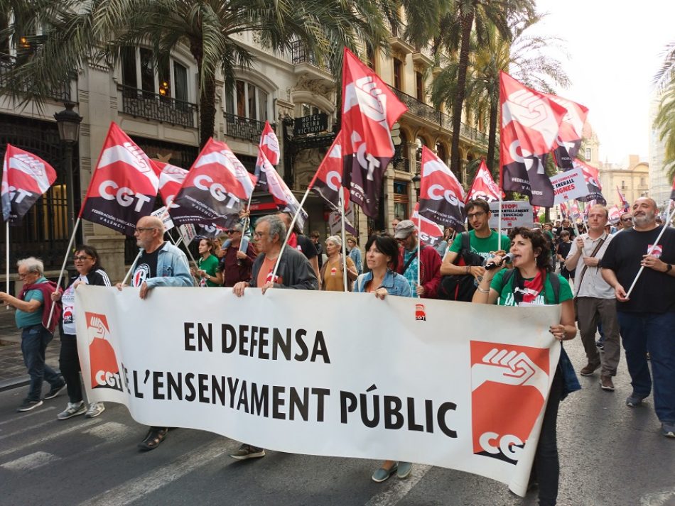 CGT València denuncia la aplicación de la Ley Mordaza a su secretario general durante la jornada de Huelga General Educativa del 23 de mayo