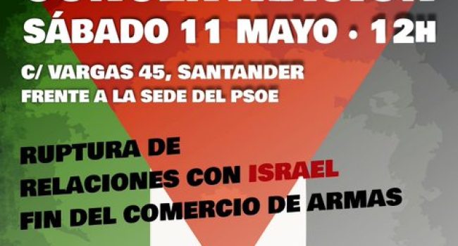 Convocan concentración en apoyo de la causa palestina en frente de la sede del PSOE-PSC en Santander
