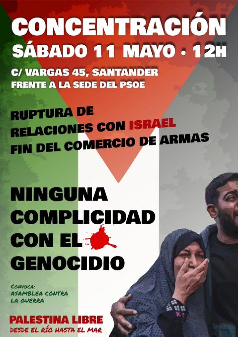 Convocan concentración en apoyo de la causa palestina en frente de la sede del PSOE-PSC en Santander