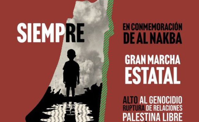 Llaman a participar en la marcha estatal unitaria por Palestina del 11 de mayo en Madrid