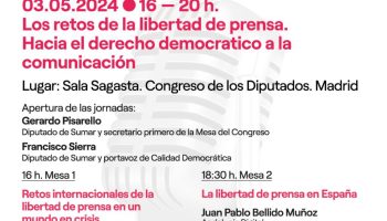 El Grupo Plurinacional Sumar organiza en el Congreso una jornada para debatir sobre el derecho democrático a la comunicación y celebrar el Día Mundial de la Libertad de Prensa