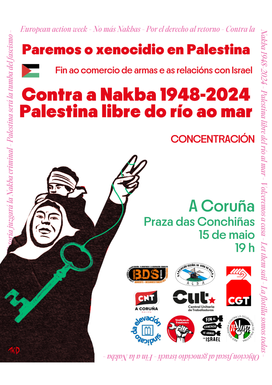 Concentración «Na Coruña: Paremos o xenocidio en Palestina. Fin ao comercio de armas e as relacións con Israel»