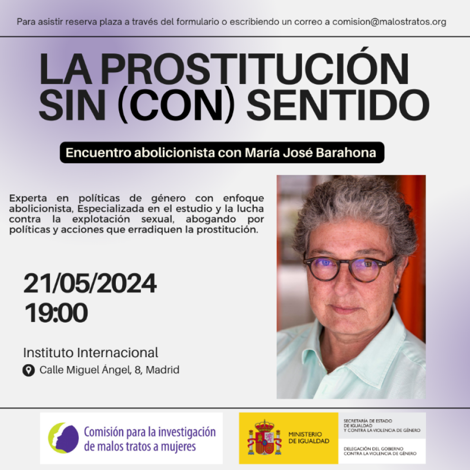 La CIMTM organiza una conferencia sobre prostitución con María José Barahona