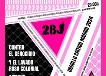 Manifestación del Orgullo Crítico 2024 en Madrid: «Contra el genocidio y el lavado rosa colonial ¡aitransmaribibollo radical! Y desde el río hasta el mar ¡Palestina vencerá!»