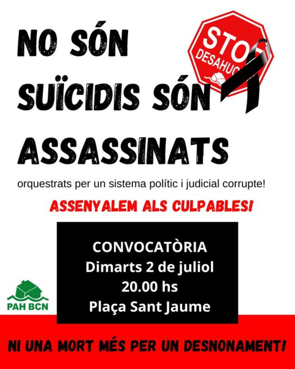 Comunicado del Sindicat de Llogateres de Catalunya a raíz del suicidio de dos hermanas antes de ser desahuciadas