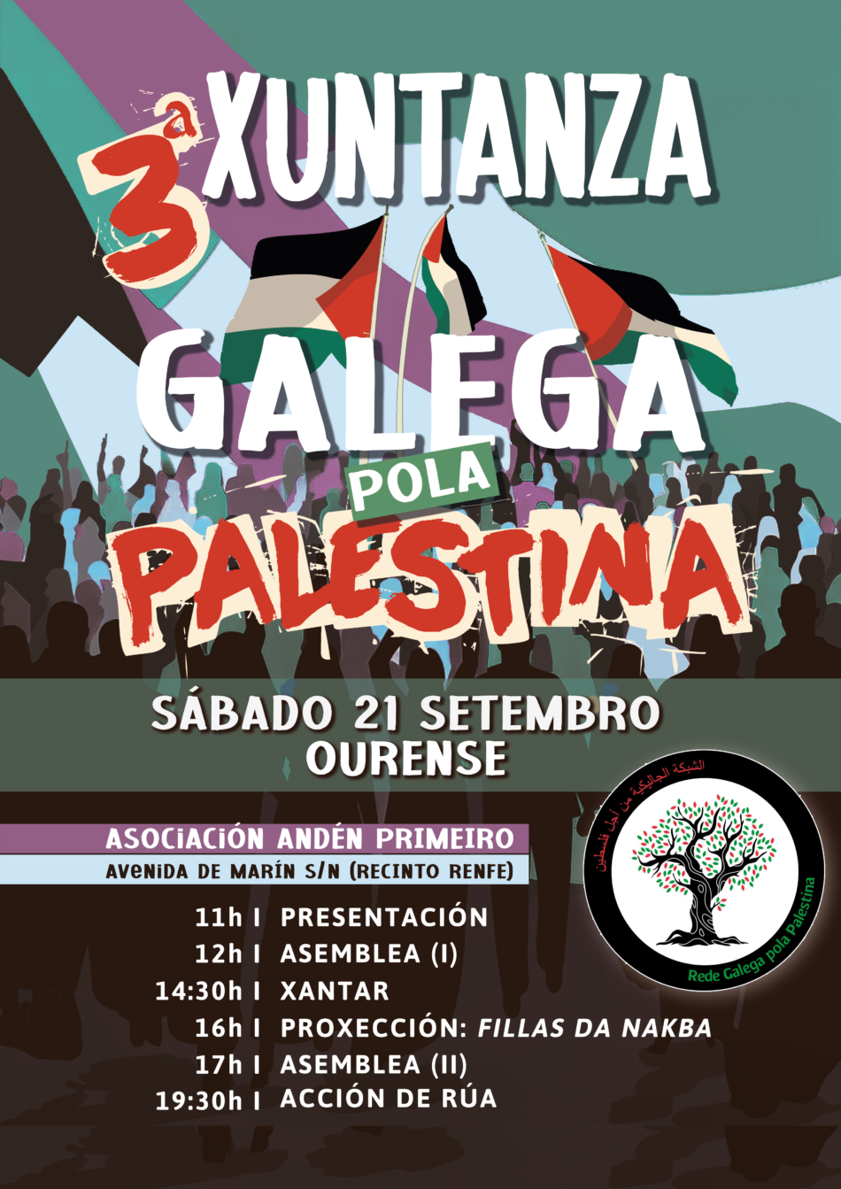 Colectivos sindicais e solidarios anuncian folga xeral e xornada de loita en apoio á Palestina
